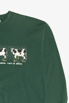 Vintage "Let It Snow Let It Snow Let It Snow" Cows In Winter Boots Sweatshirt (1990s)
