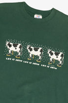 Vintage "Let It Snow Let It Snow Let It Snow" Cows In Winter Boots Sweatshirt (1990s)