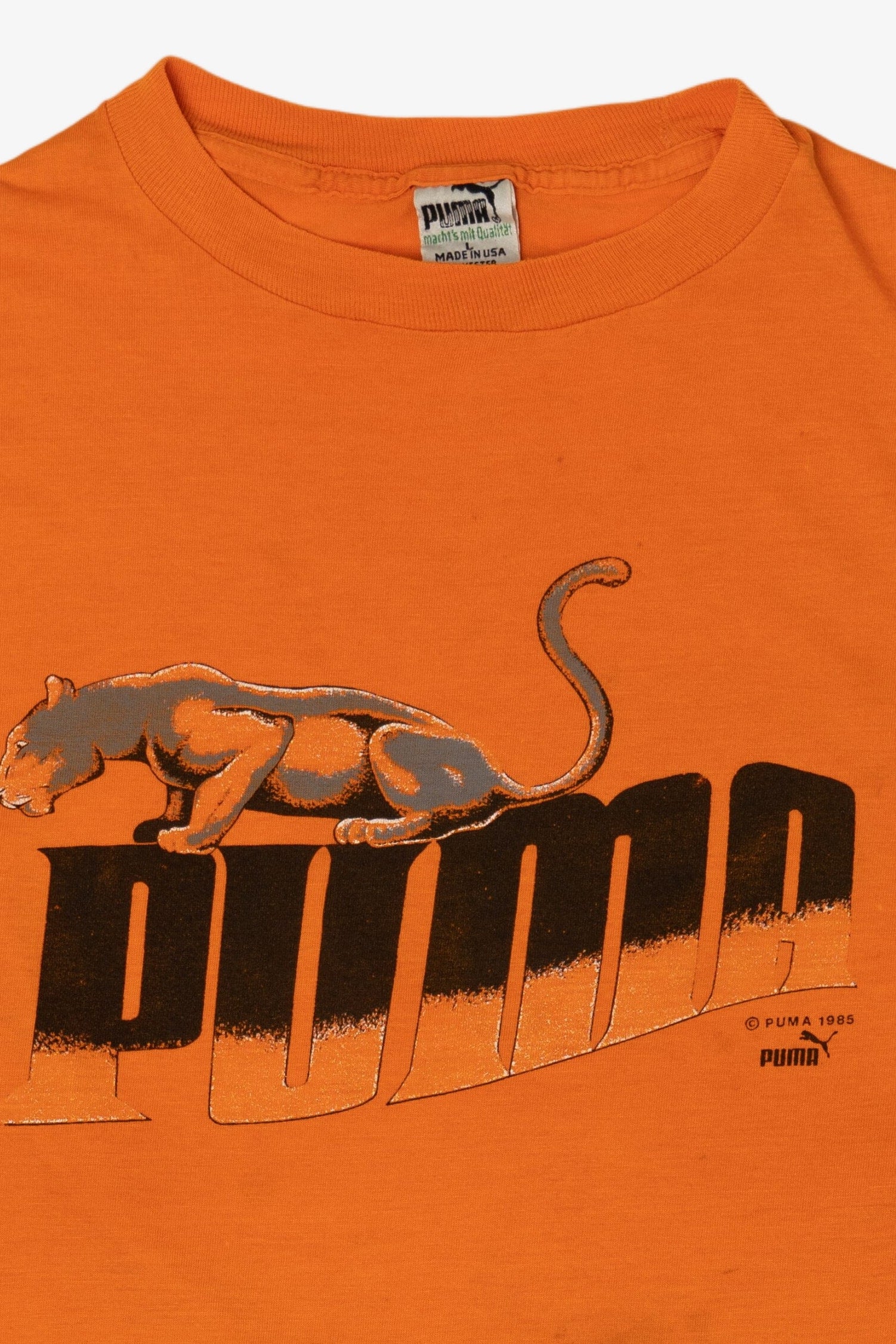 Vintage Distressed Orange Puma T-Shirt (1980s)
