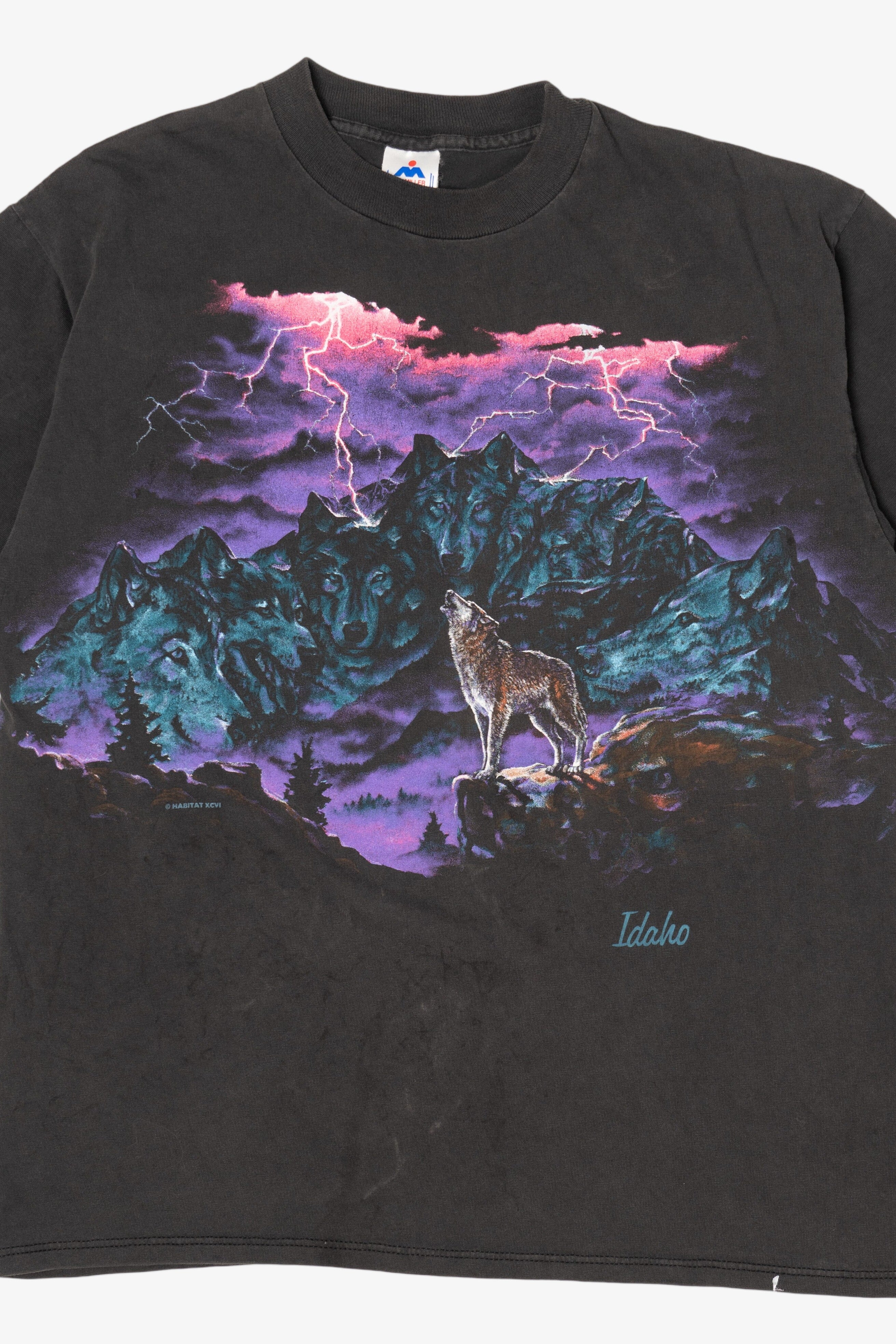 Vintage Wolves Mountain Lightning Wrap Around T-Shirt (1990s)