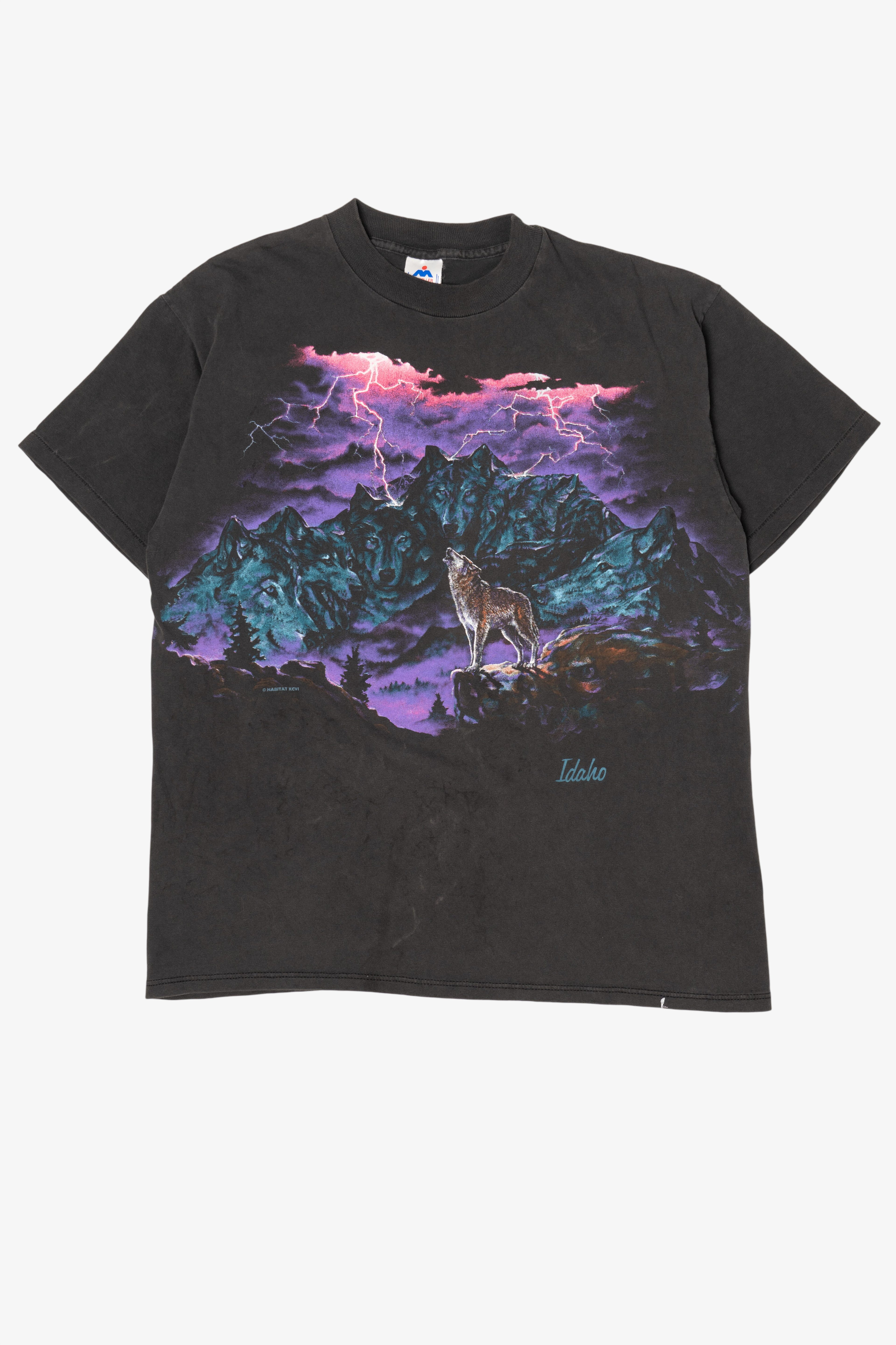 Vintage Wolves Mountain Lightning Wrap Around T-Shirt (1990s)