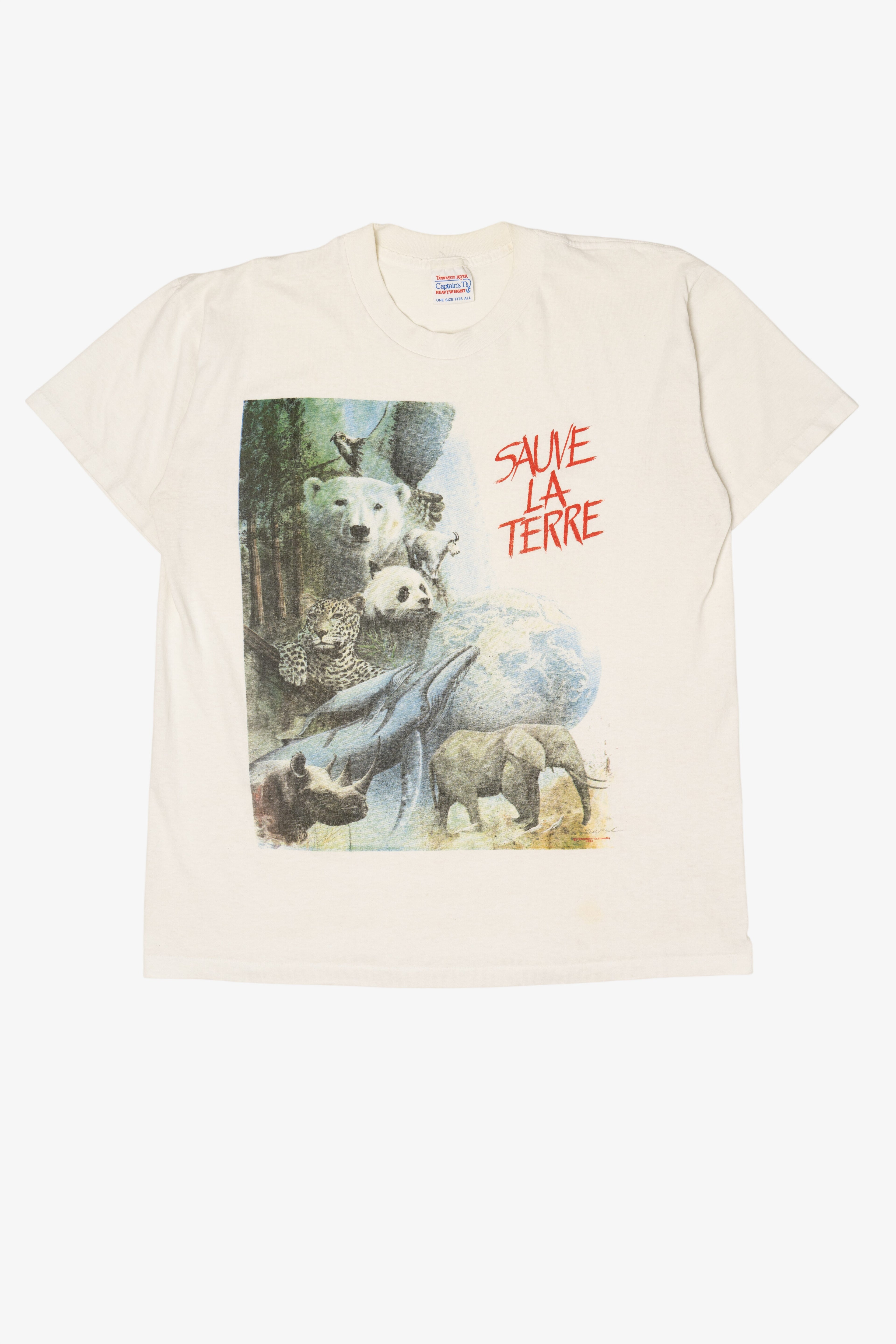 Vintage "Sauve La Terre" Save the Earth Tennessee River T-Shirt (1990s)