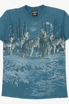 Vintage Distressed Pack Of Wolves Wrap Around Print T-Shirt (1990s)