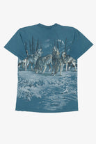 Vintage Distressed Pack Of Wolves Wrap Around Print T-Shirt (1990s)
