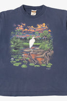 Vintage Embroidered Heron Stitch Art Single Stitch T-Shirt (1990s)