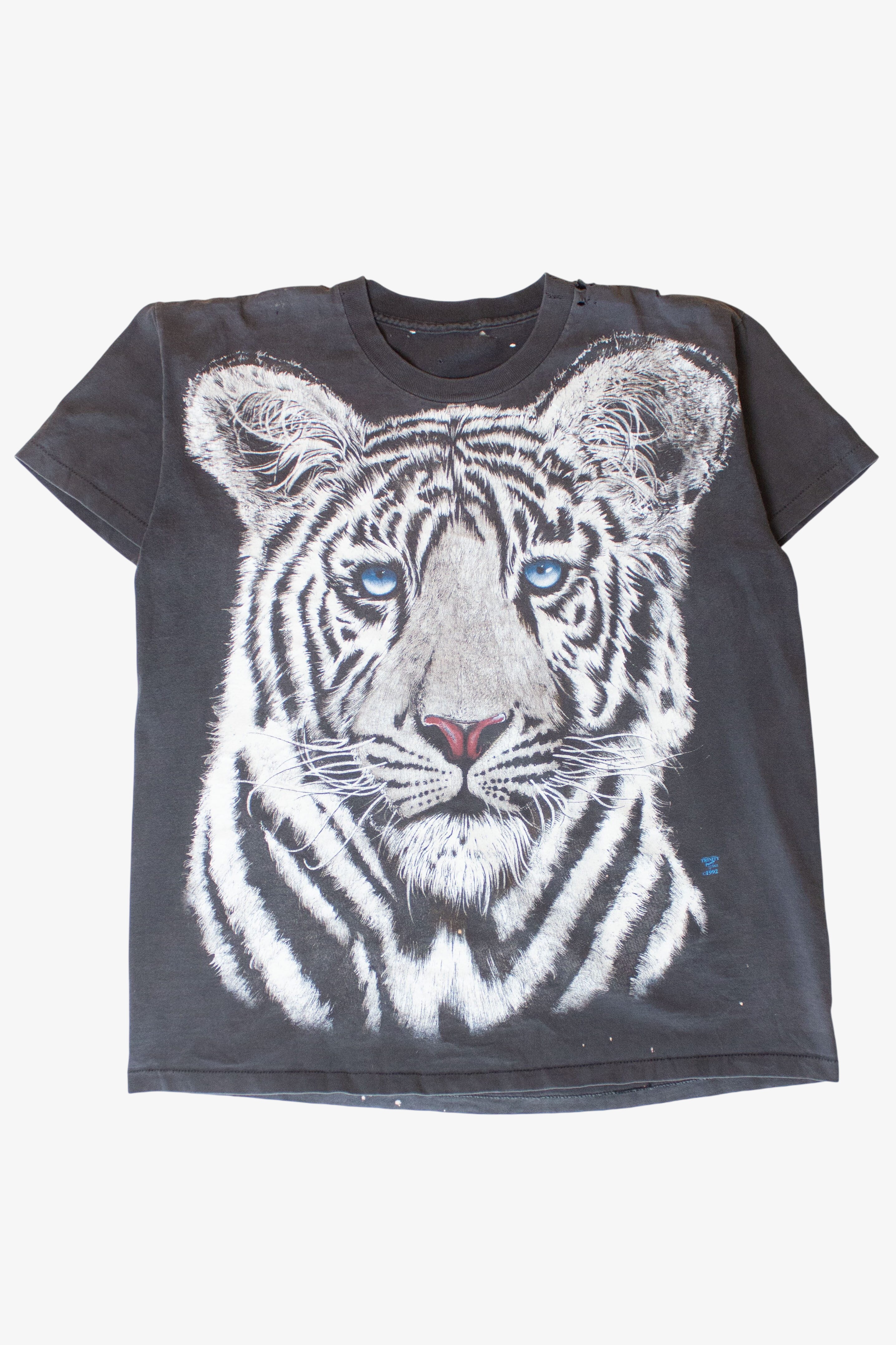 Vintage Distressed White Tiger T-Shirt (1990s)
