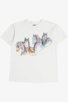 Vintage Horses & Glitter Paint Detail Single Stitch T-Shirt (1990s)