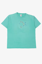 Vintage Embossed Embroidered Fish Single Stitch T-Shirt (1990s)