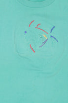 Vintage Embossed Embroidered Fish Single Stitch T-Shirt (1990s)