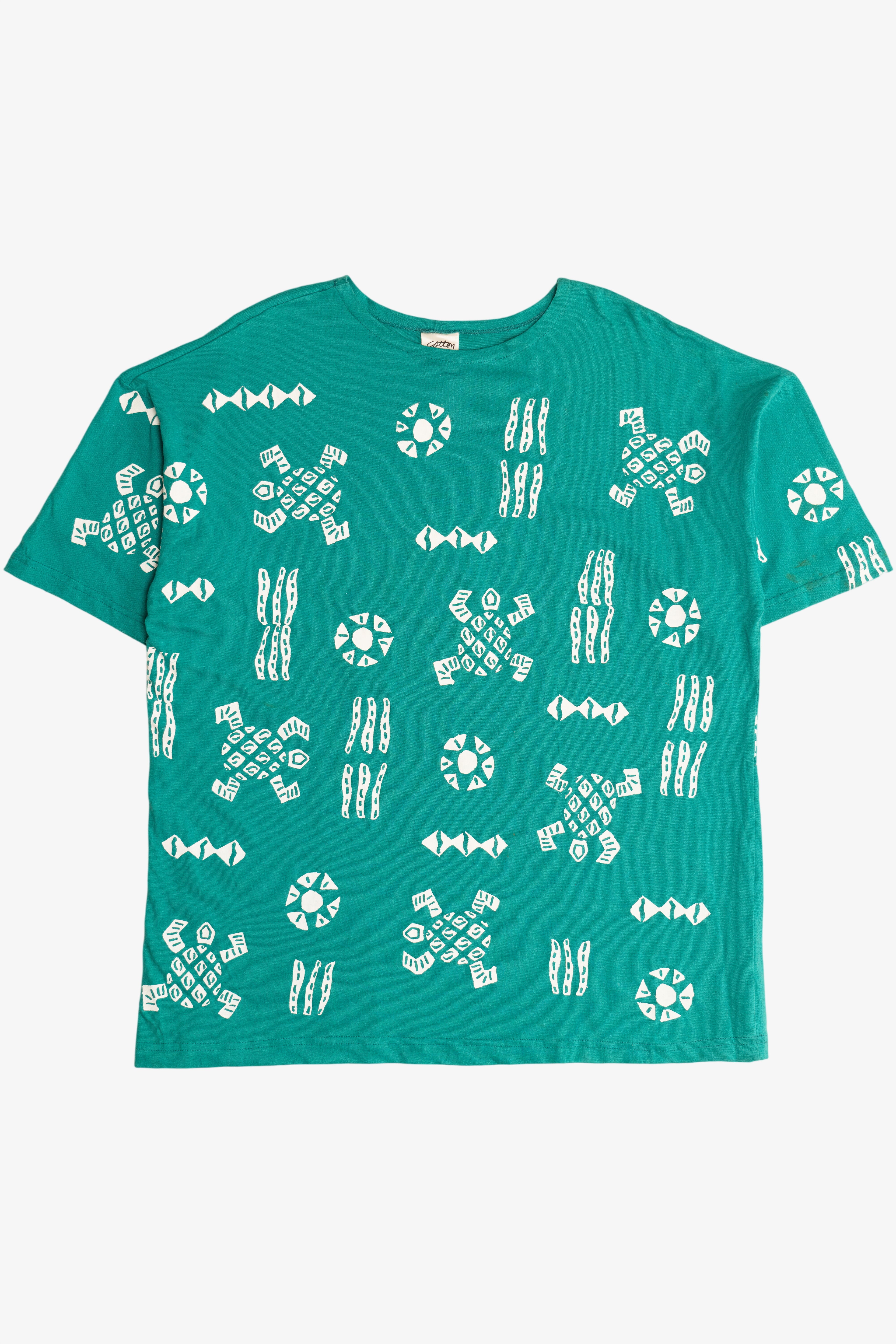 Vintage Turtle & Nature All Over Print T-Shirt (1990s)