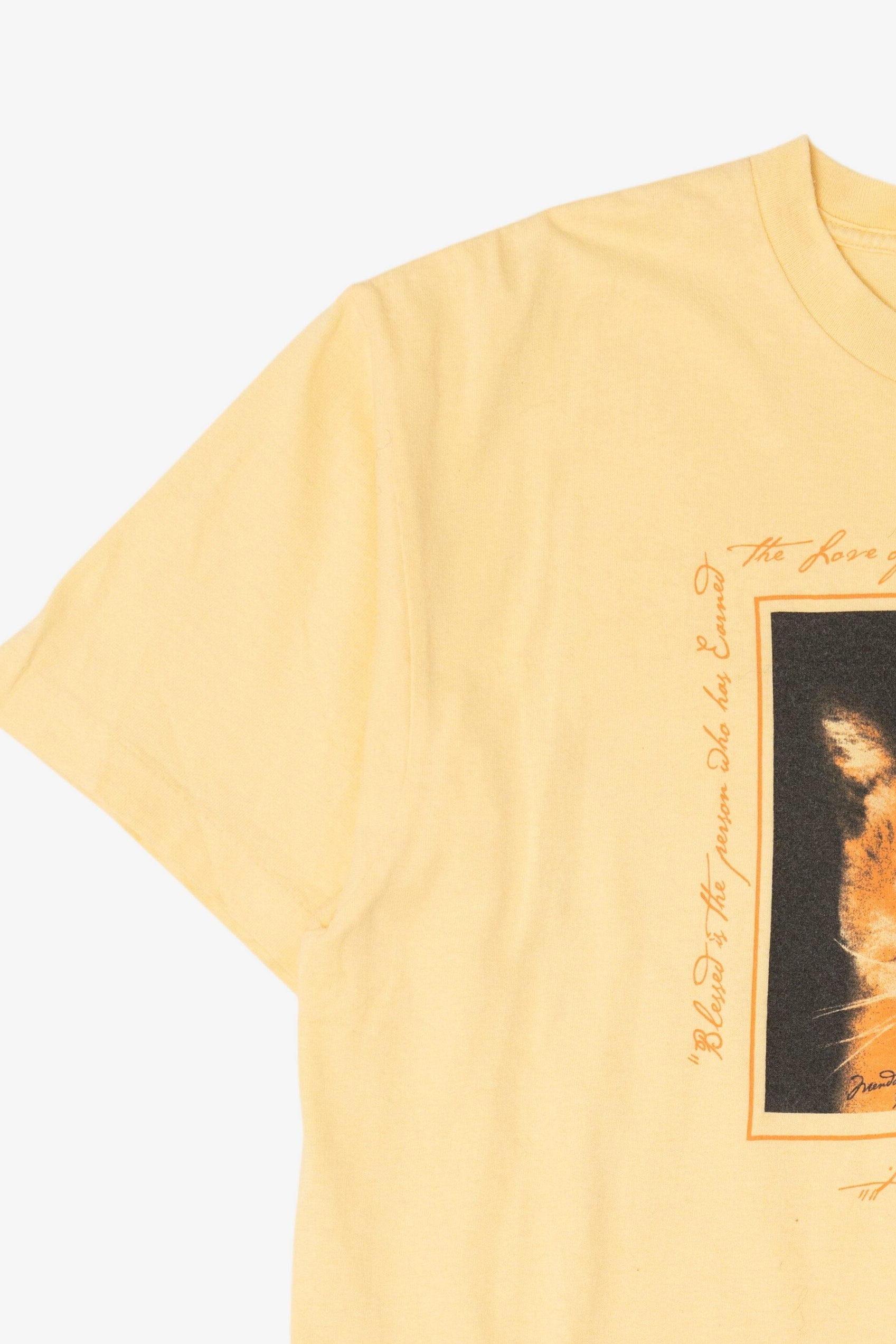 Vintage Yellow "The Love Of An Old Cat" T-Shirt (1990s)