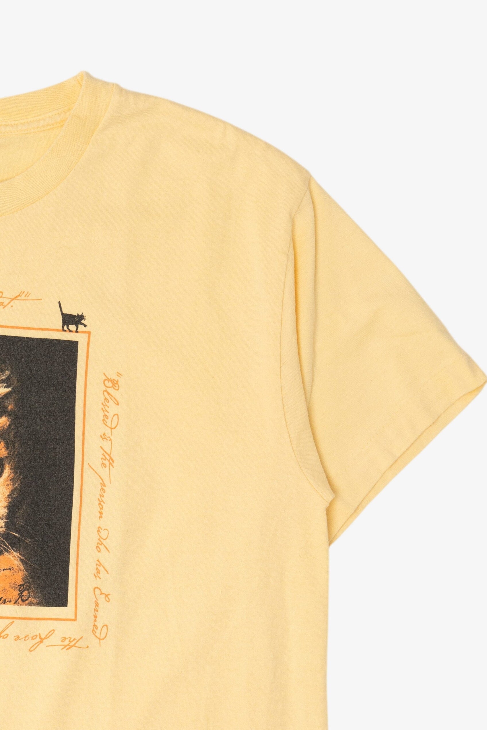 Vintage Yellow "The Love Of An Old Cat" T-Shirt (1990s)