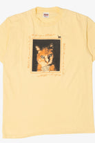 Vintage Yellow "The Love Of An Old Cat" Single Stitch T-Shirt (1990s)
