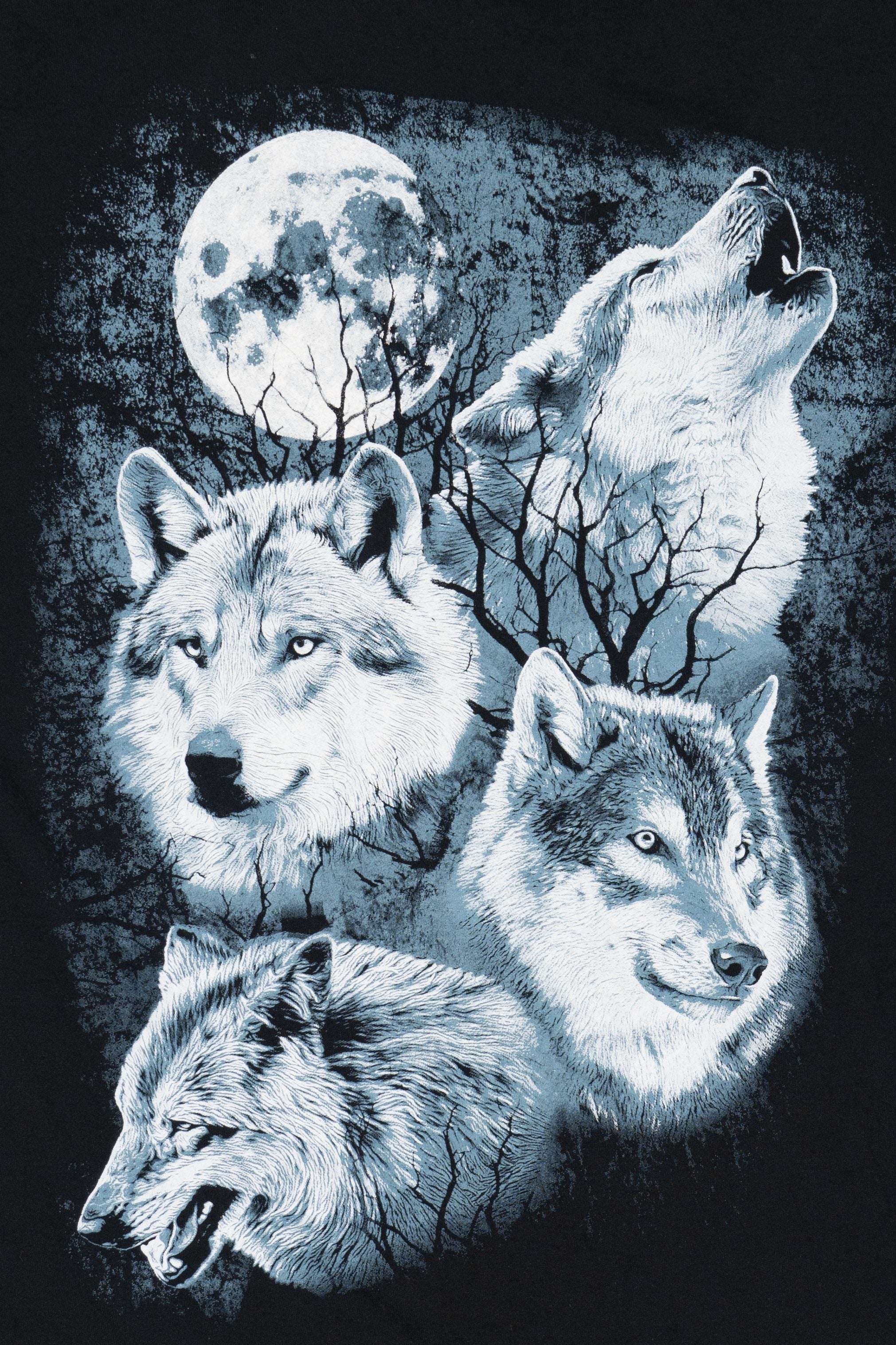 Wolves Howling At The Moon Black T-Shirt (2000s)