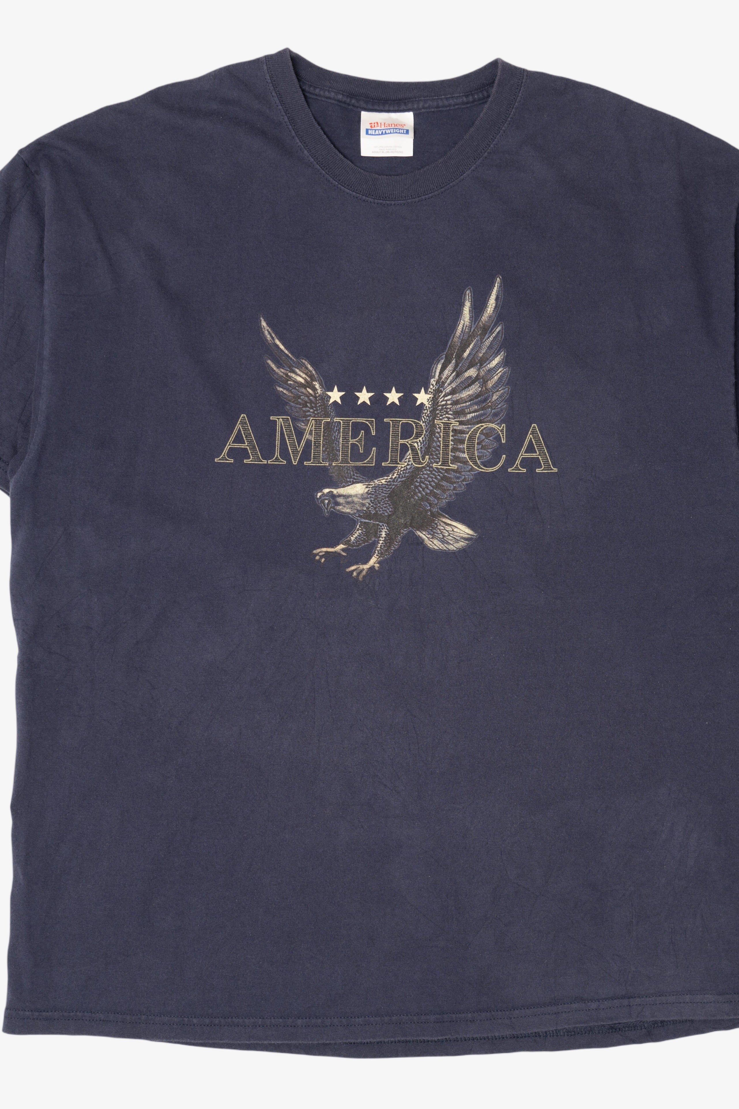 Vintage Navy Blue "America" Bald Eagle T-Shirt (1990s)