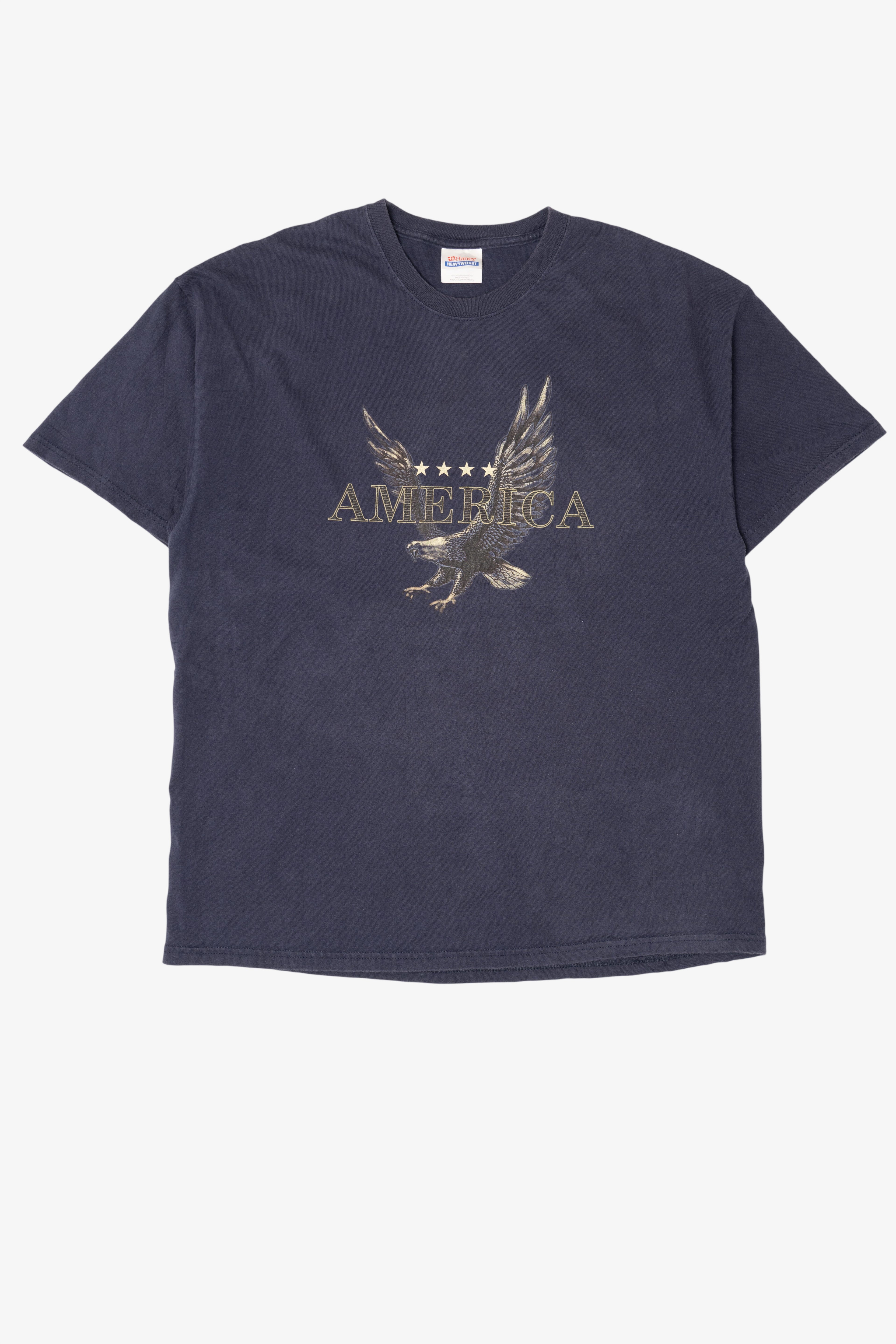 Vintage Navy Blue "America" Bald Eagle T-Shirt (1990s)