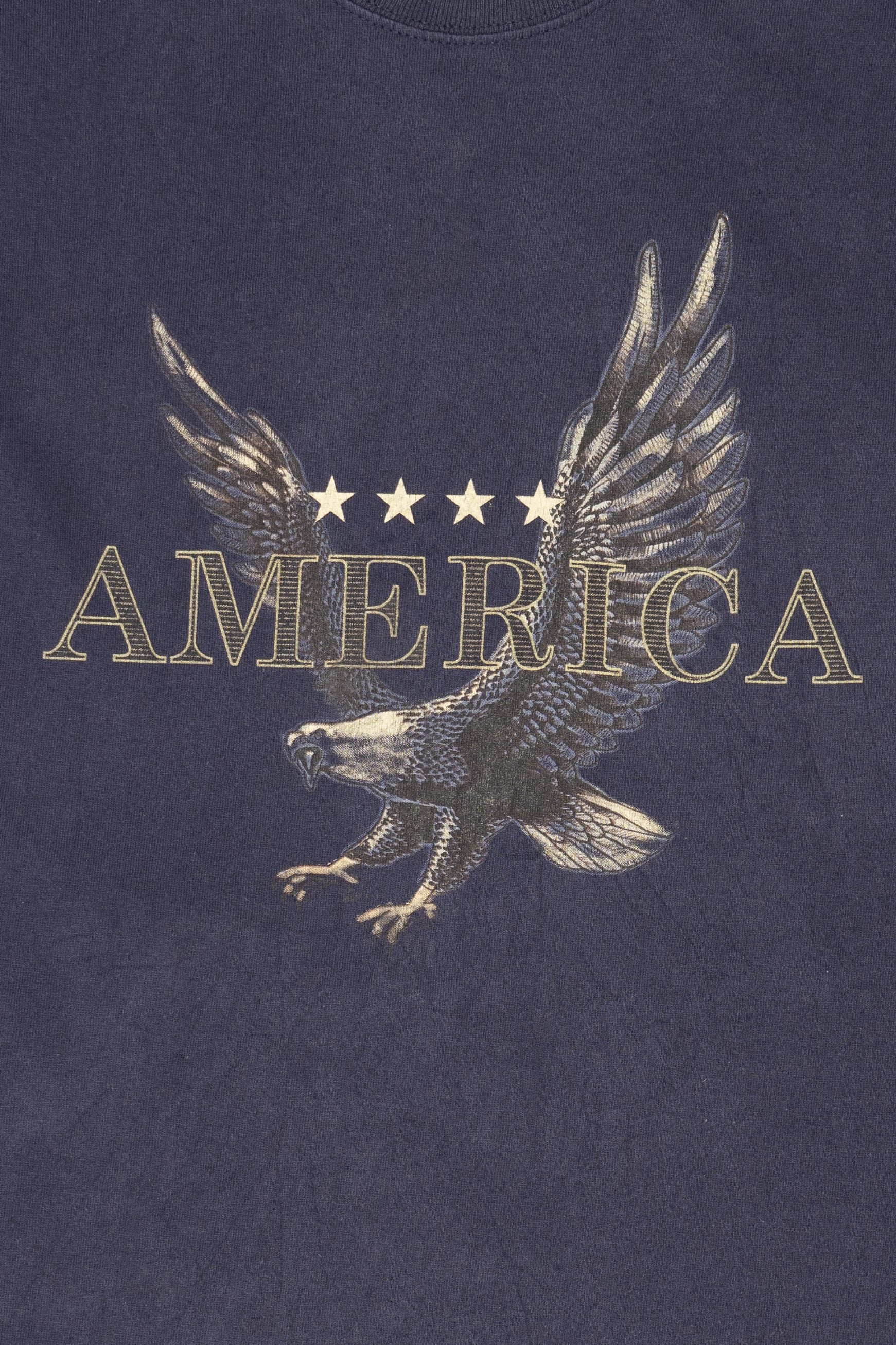 Vintage Navy Blue "America" Bald Eagle T-Shirt (1990s)