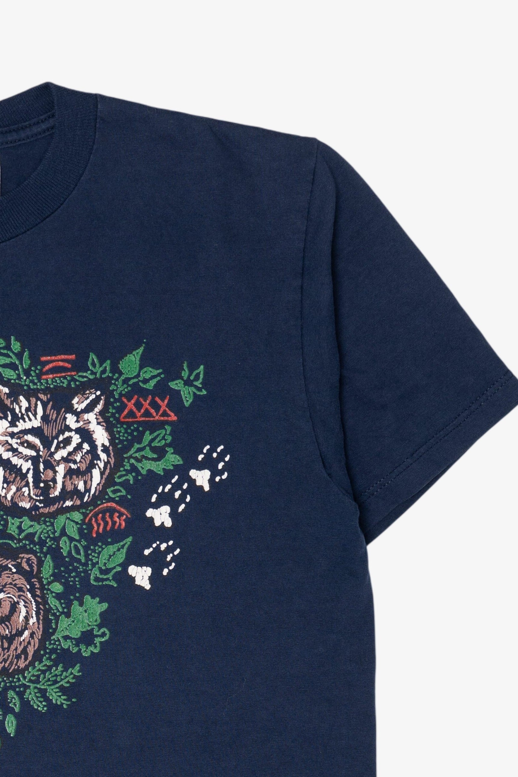 Vintage Navy Blue Wolf And Bears T-Shirt (1990s)