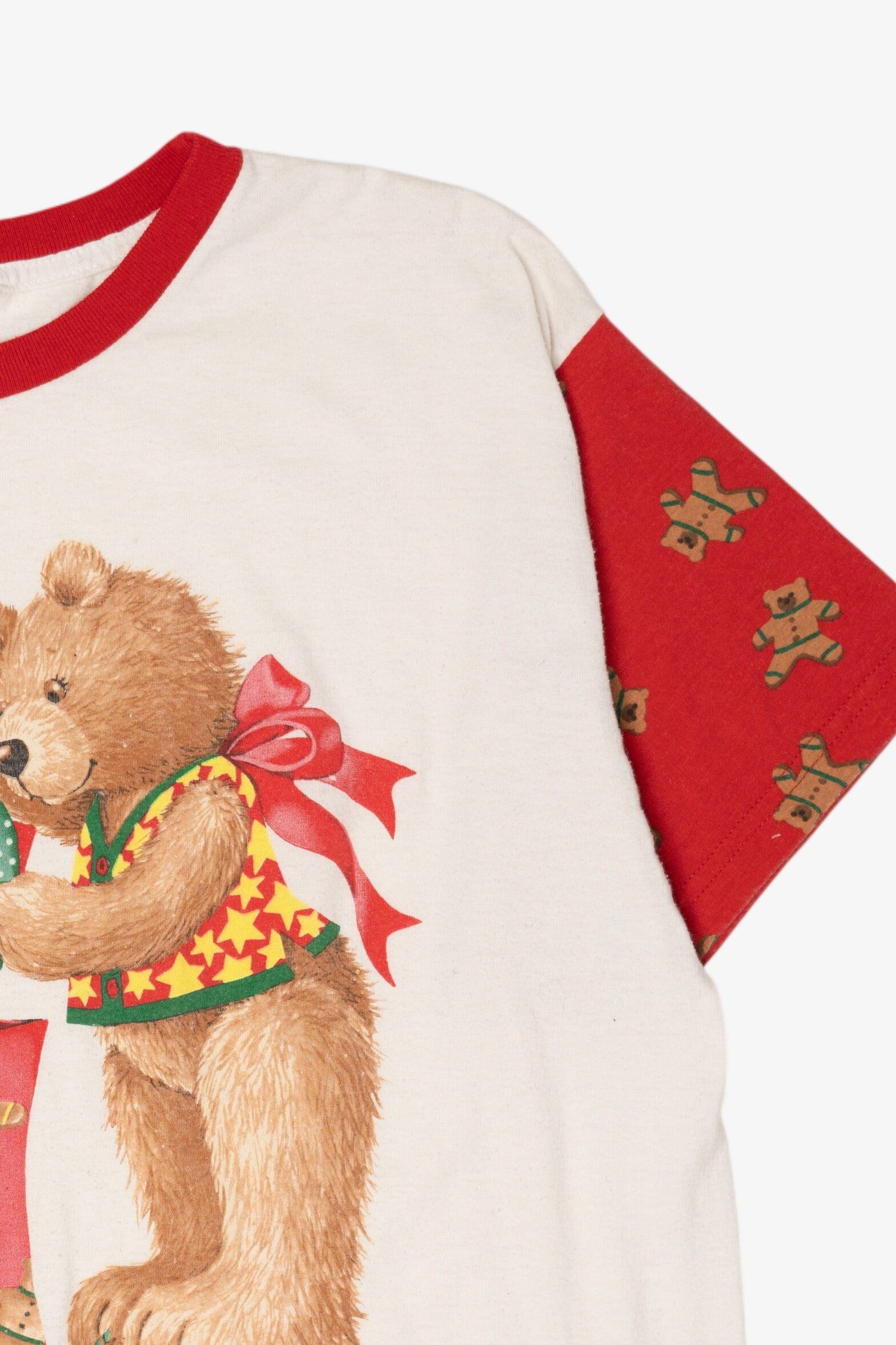Vintage Christmas Teddy Bears Present Ringer T-Shirt (1990s)