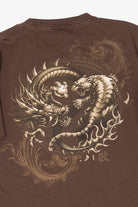 Vintage Dark Brown Cygnus Chinese Dragon And Tiger T-Shirt (1990s)