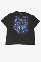 Wolf Spirit In Space Black T-Shirt (2010s)