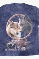 Blue Tie Dye Wolves In Dreamcatcher T-Shirt (2010s)
