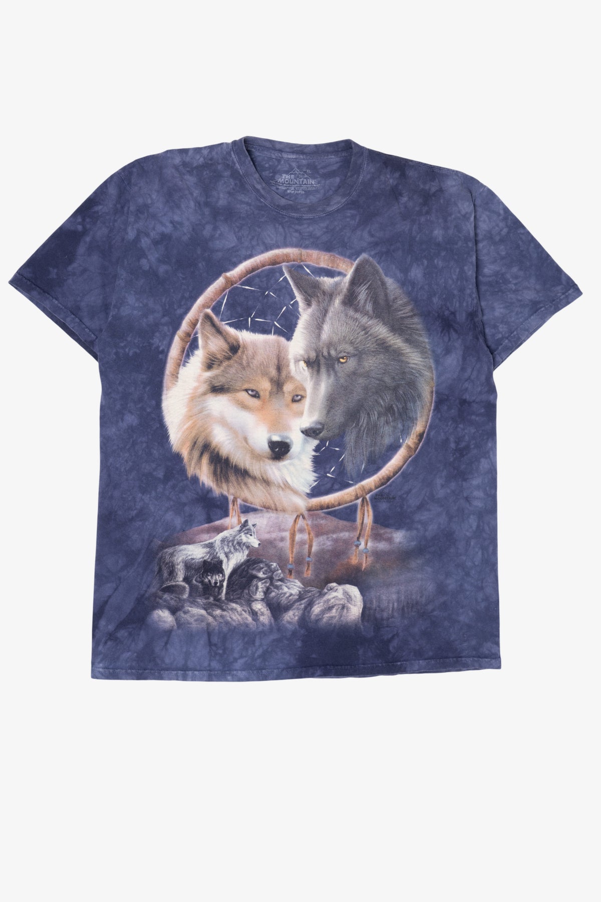 Blue Tie Dye Wolves In Dreamcatcher T-Shirt (2010s)