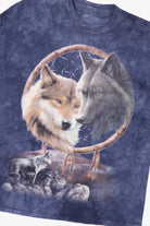 Blue Tie Dye Wolves In Dreamcatcher T-Shirt (2010s)