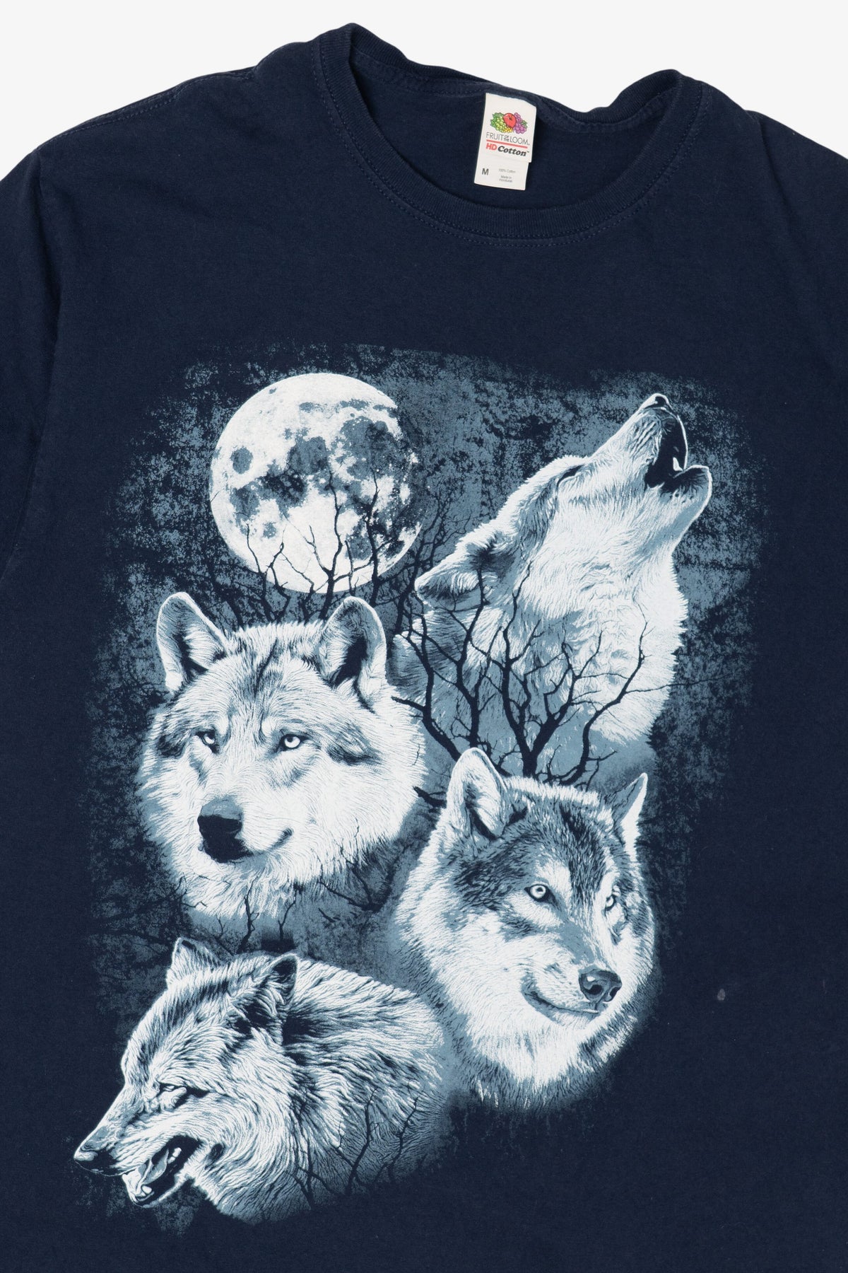Navy Blue Wolves Howling At Moon T-Shirt (2010s)