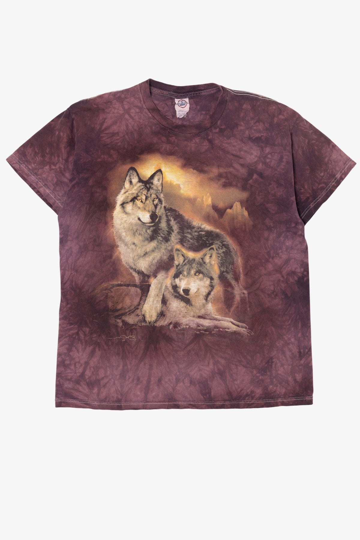 Vintage Purple Tie Dye Wolves T-Shirt (2000s)