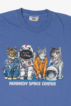 Vintage Blue Astronaut Cats Kennedy Space Center T-Shirt (1990s)
