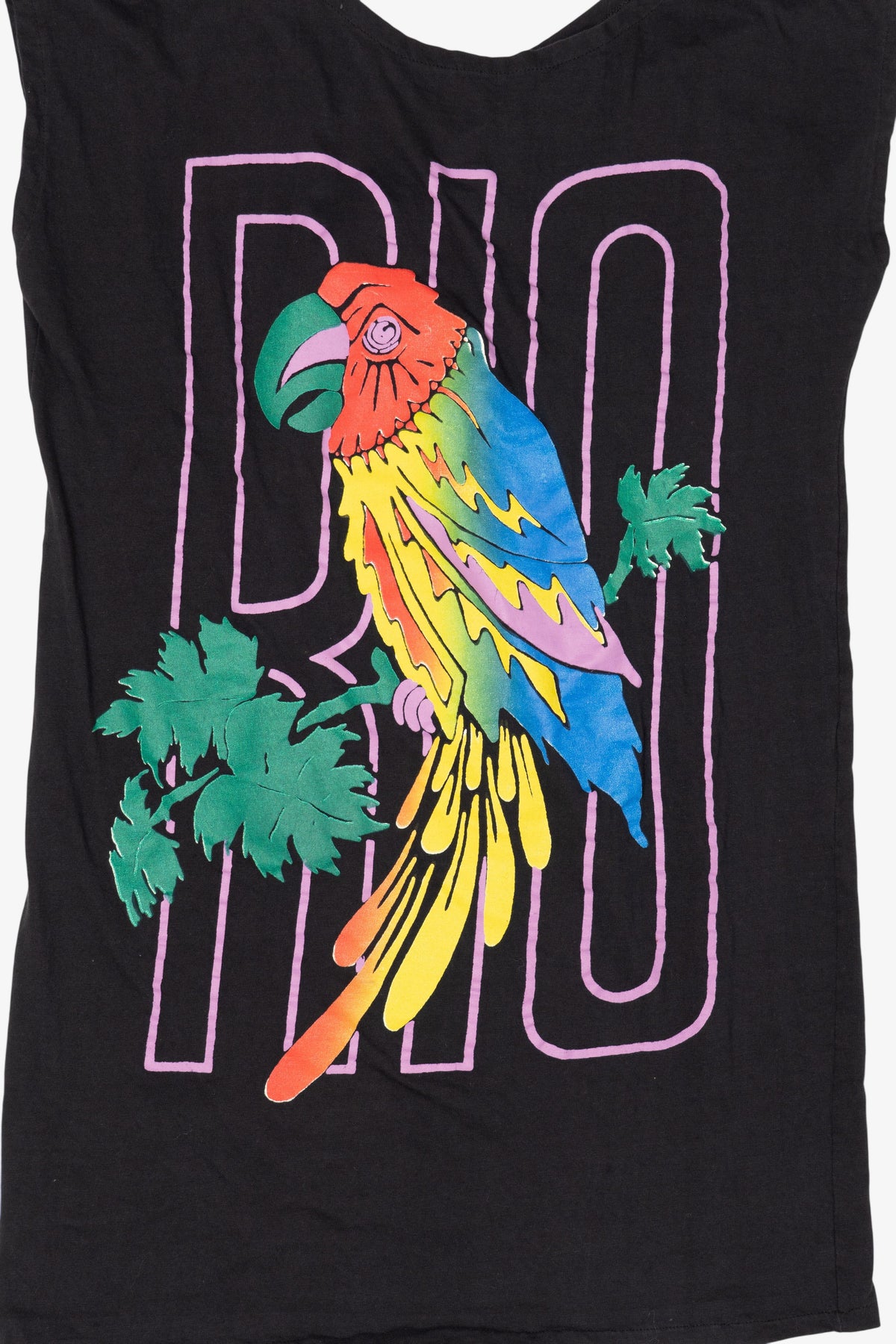 Vintage Parrot "Rio" Black Sleeveless T-Shirt (1990s)