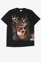 Vintage Whitetail Deer Buck Black T-Shirt (1990s)