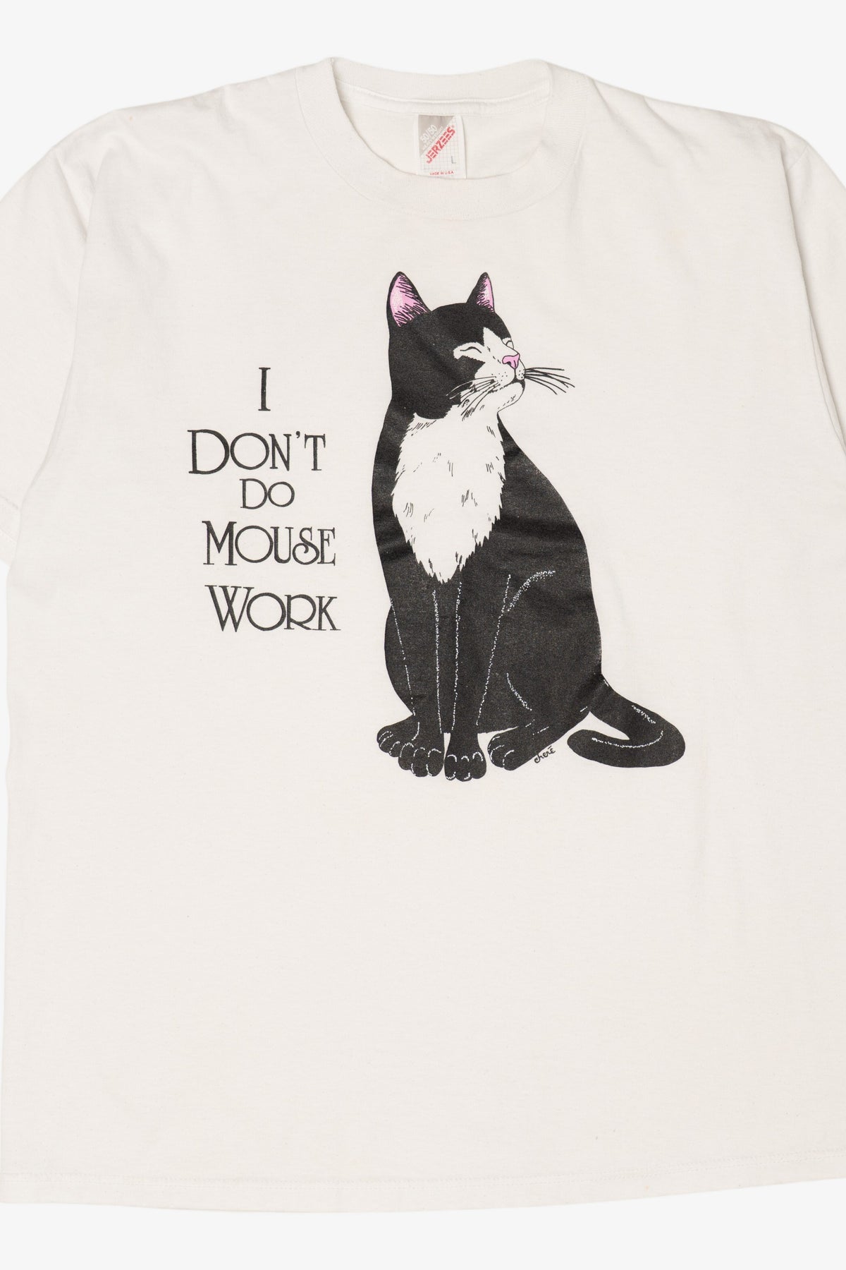 Vintage "I Don't Do Mousework" Funny Cat T-Shirt (1990s)