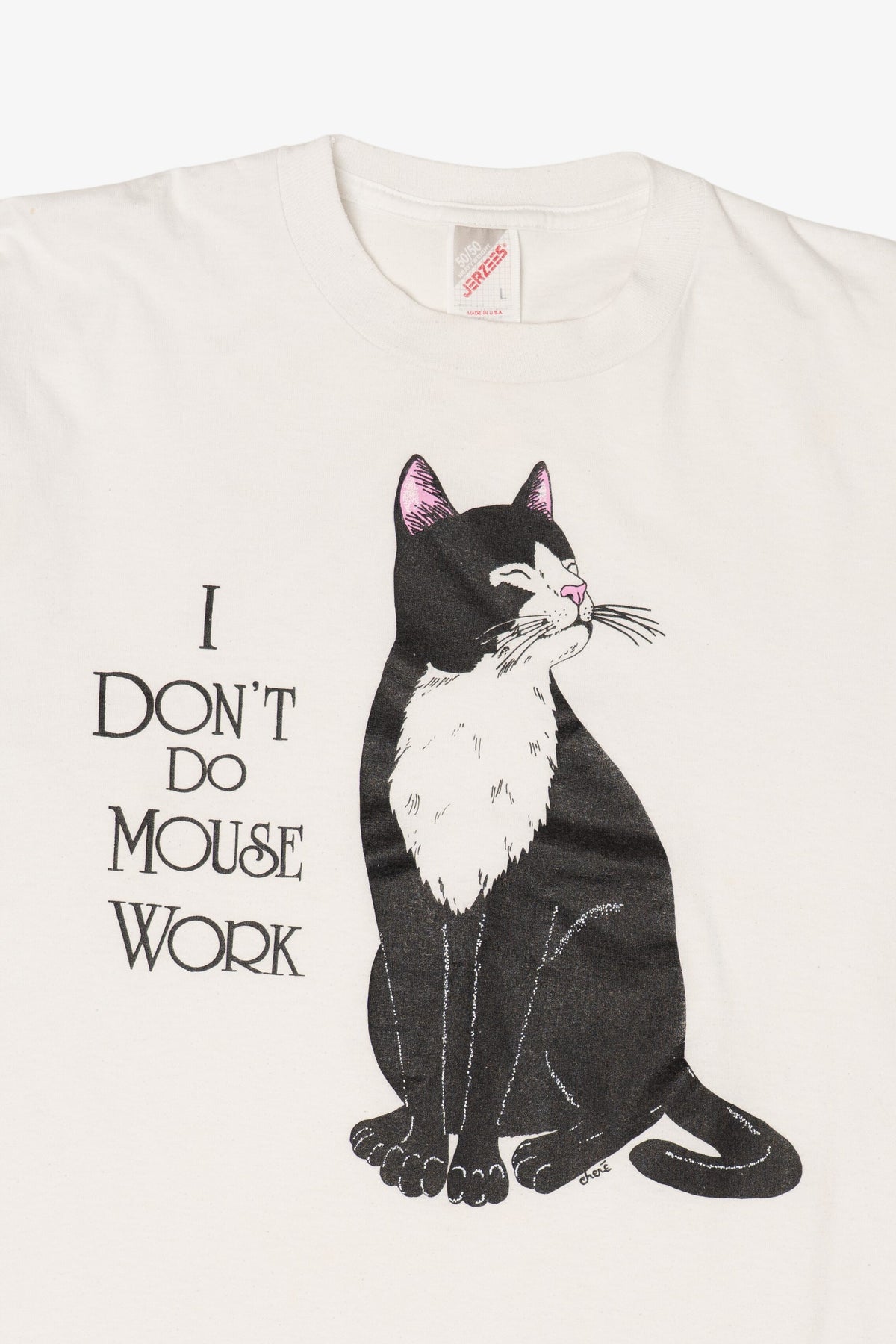 Vintage "I Don't Do Mousework" Funny Cat T-Shirt (1990s)
