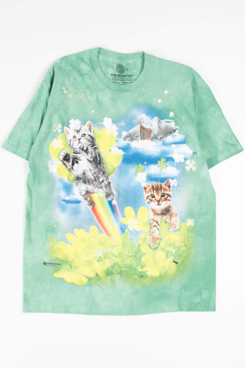 Four Leaf Clover Kittens Tie Dye T-Shirt