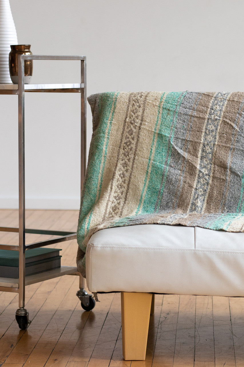 Teal & Brown Striped Baja Blanket