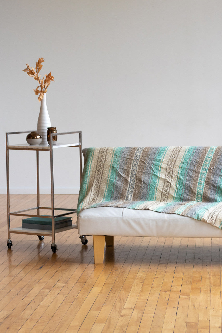 Teal & Brown Striped Baja Blanket