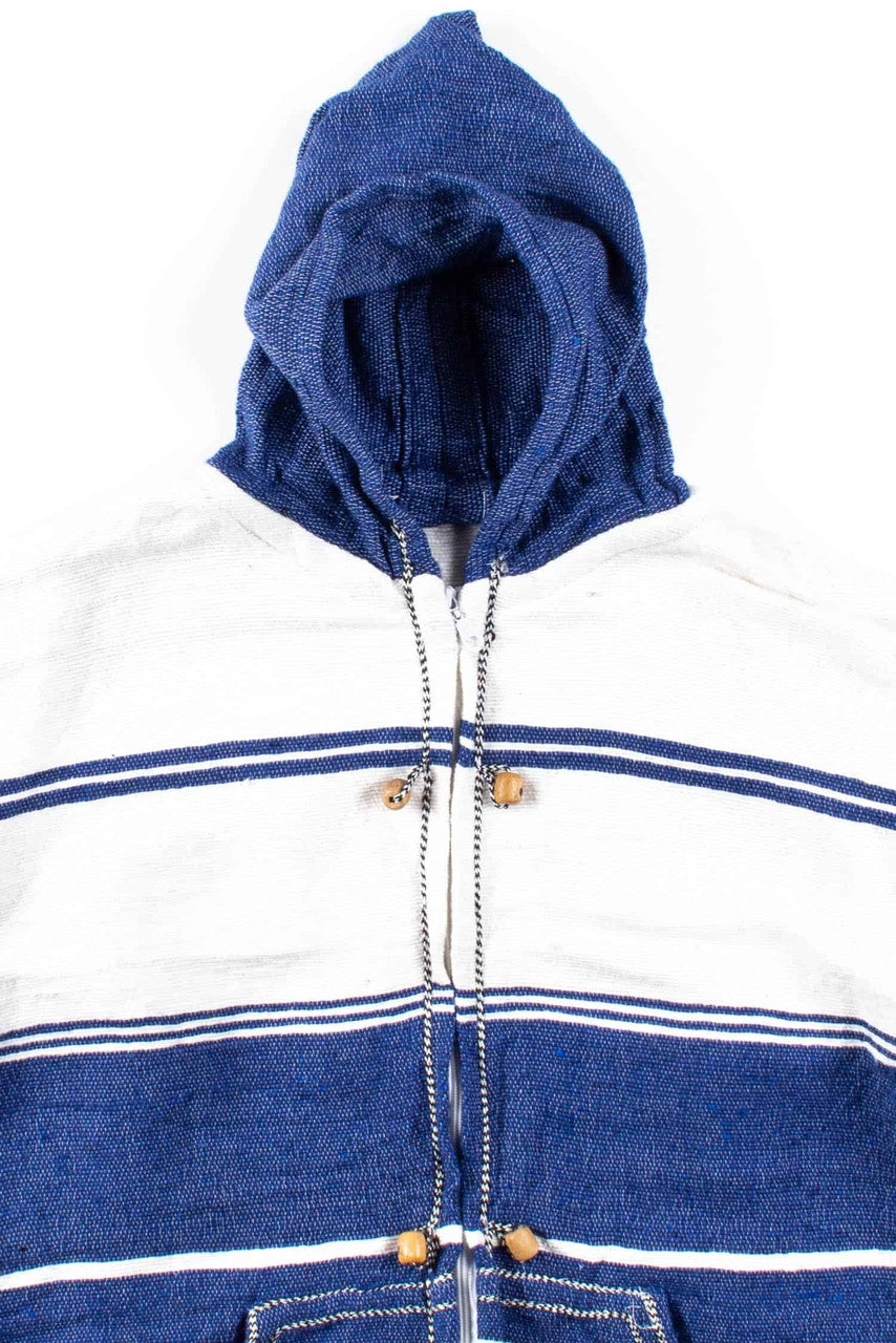 Blue Striped Zip Up Baja Hoodie