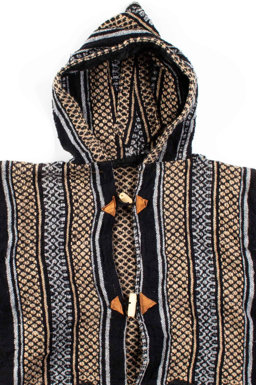 Tan Striped Button Up Baja Hoodie