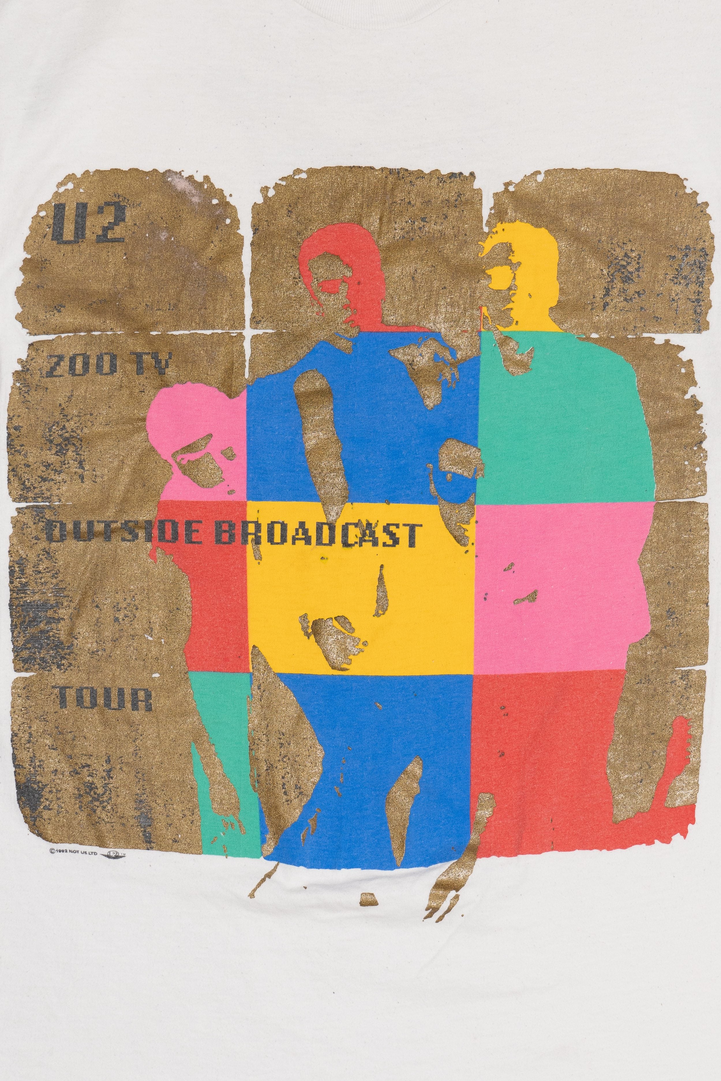 Vintage U2 Zoo TV Outside Broadcast 1992 Band Tour T-Shirt (1990s)