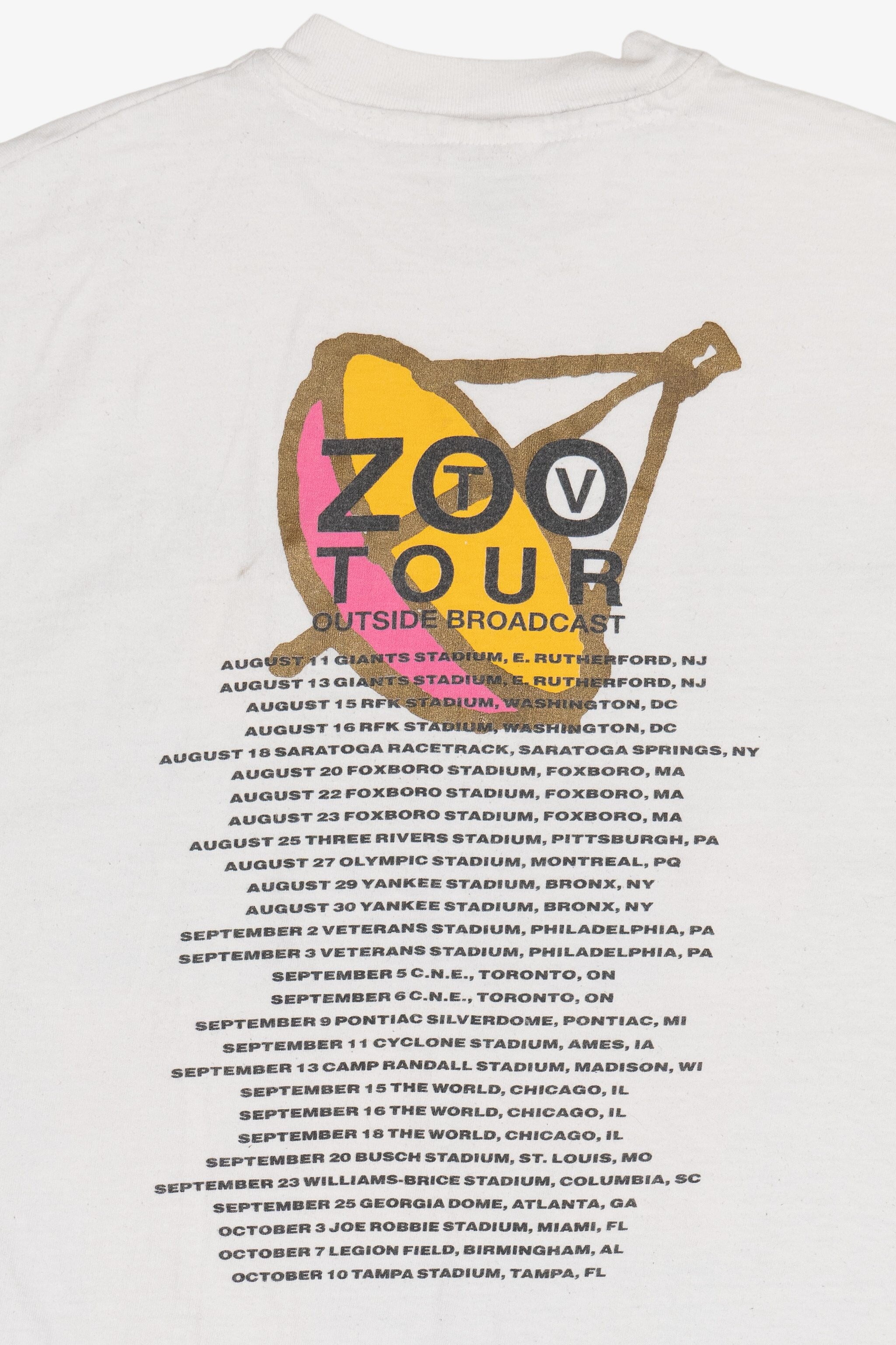 Vintage U2 Zoo TV Outside Broadcast 1992 Band Tour T-Shirt (1990s