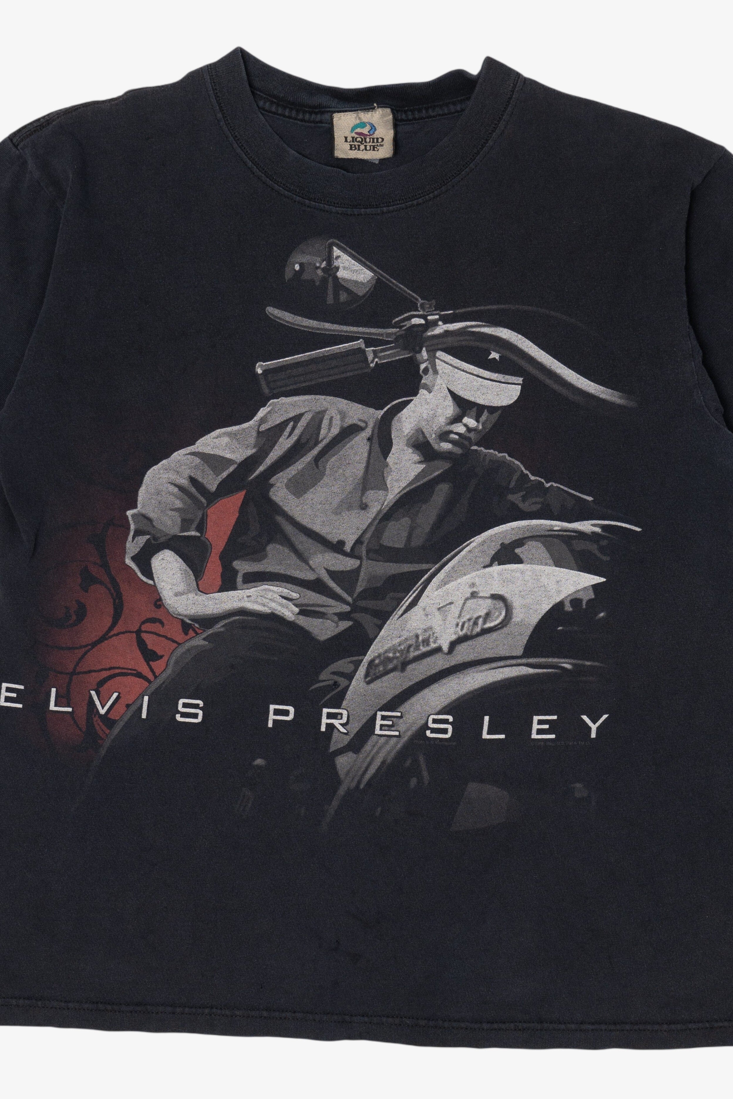 Vintage Elvis Presley Motorcycle Liquid Blue T-Shirt (1990s