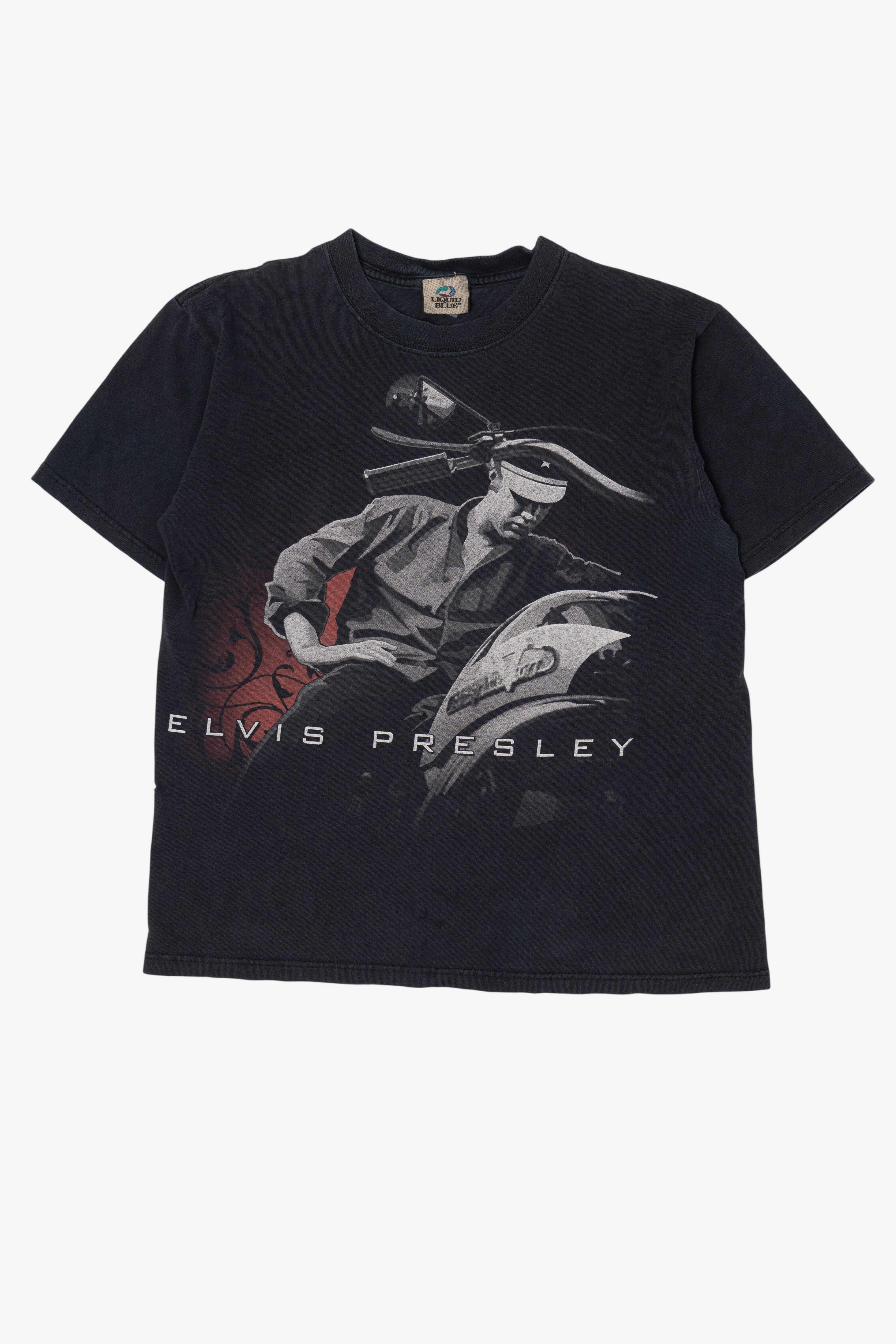 Vintage Elvis Presley Motorcycle Liquid Blue T-Shirt (1990s