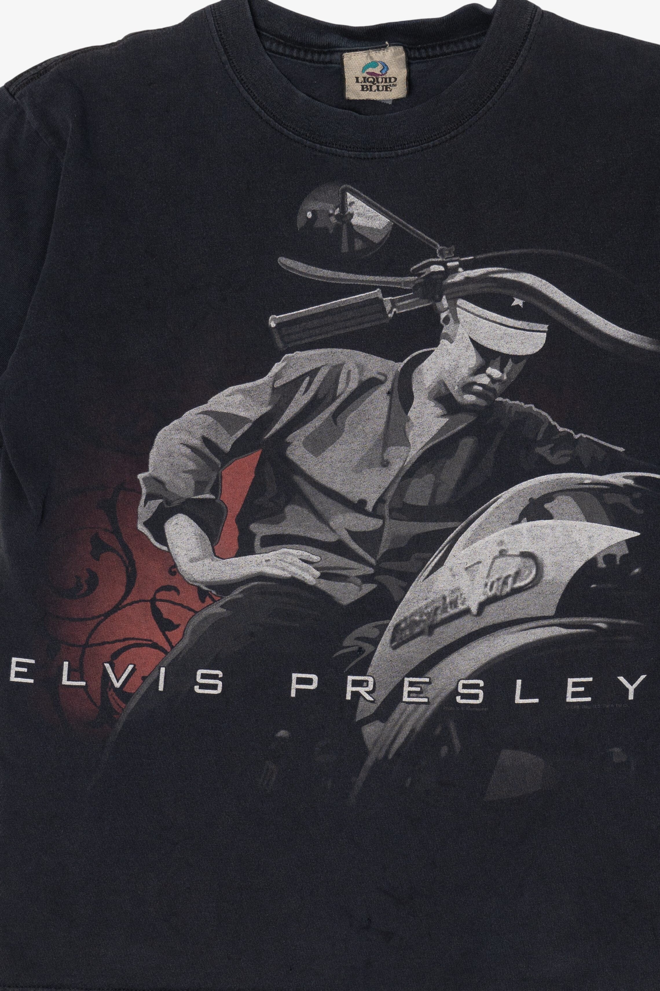 Vintage Elvis Presley Motorcycle Liquid Blue T-Shirt (1990s)
