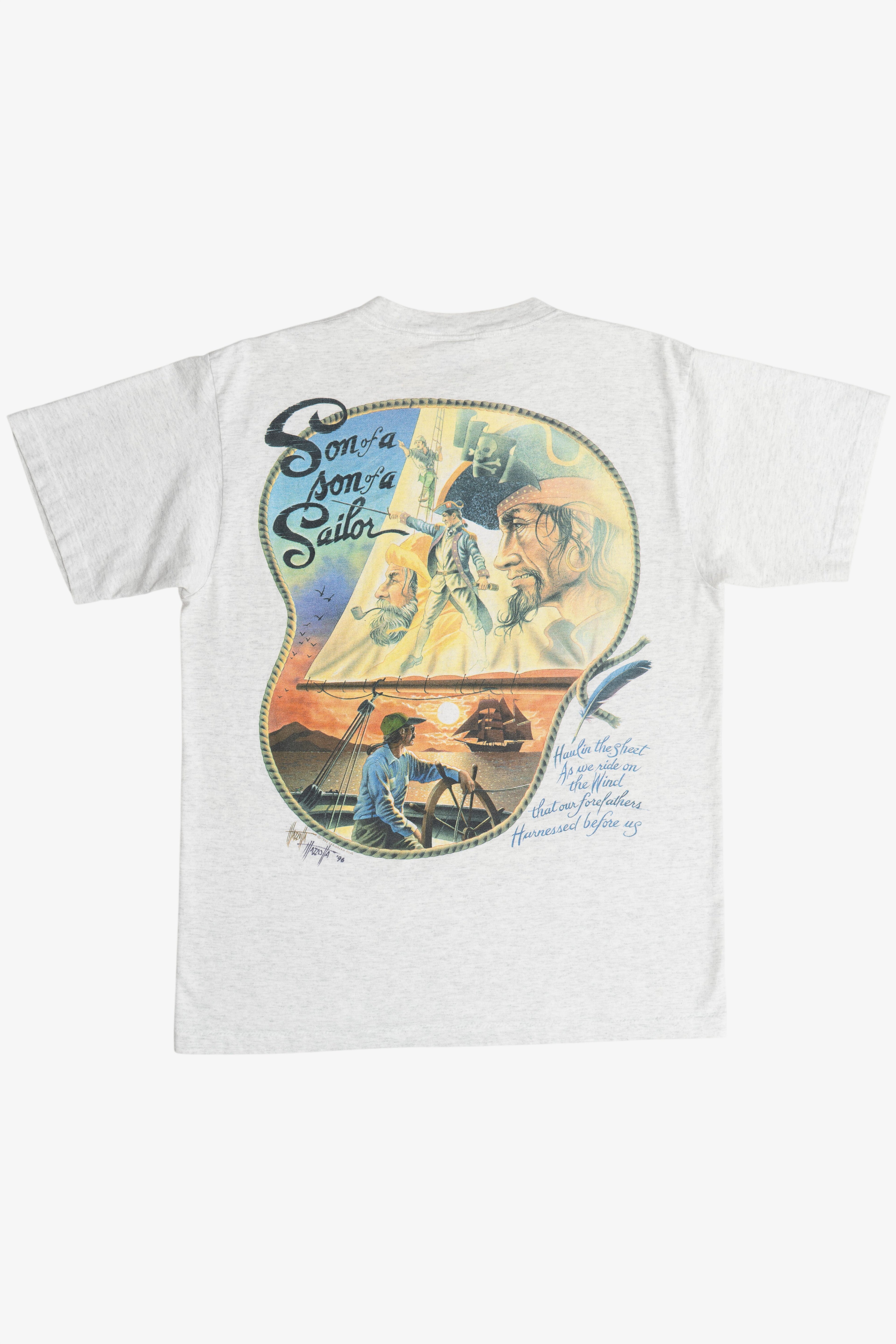Vintage Jimmy Buffett "Son Of A Son Sailor" Illustrator Mazzotta Signed Band T-Shirt (1990s)