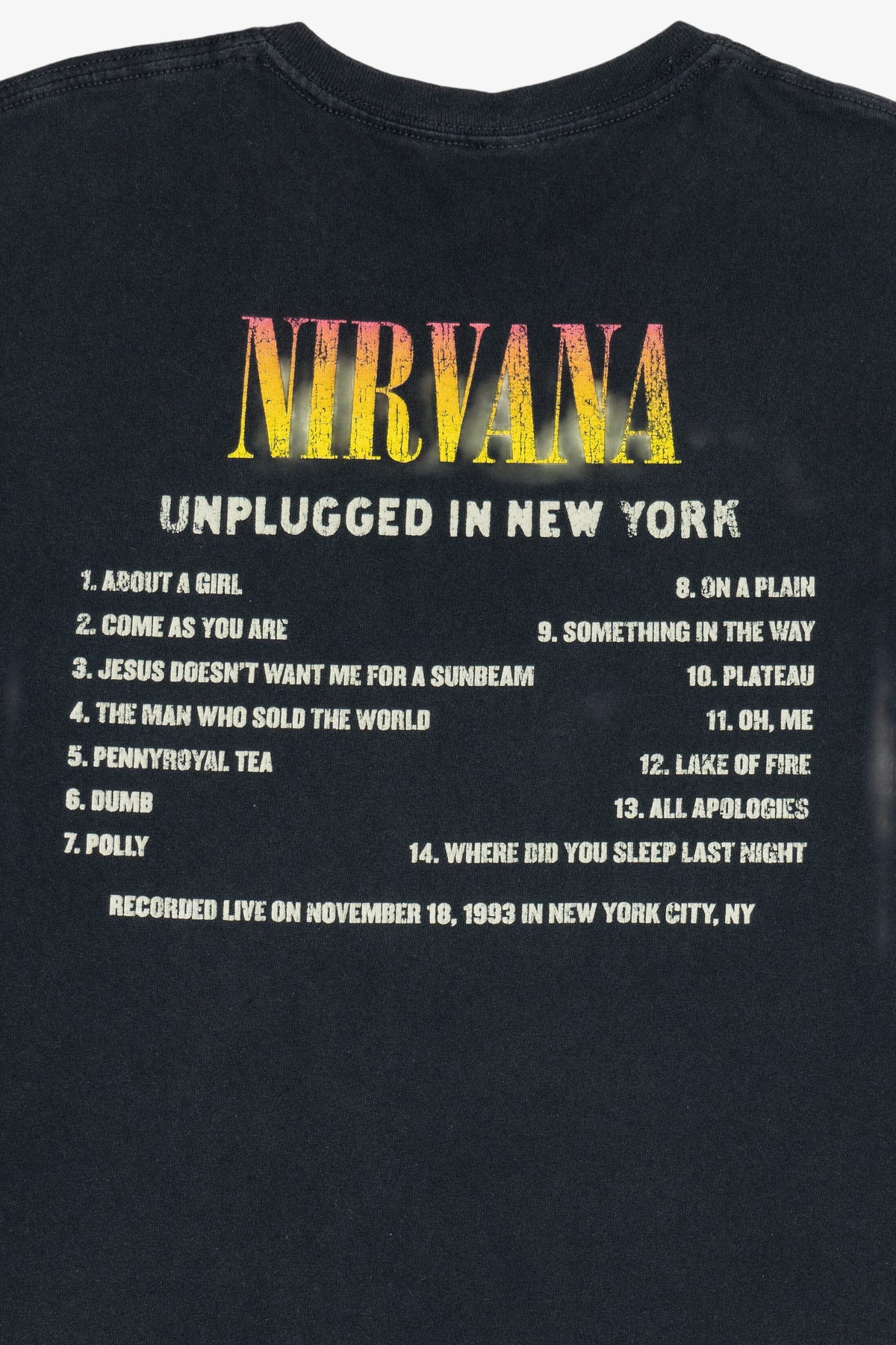 Nirvana Unplugged In New York Setlist T-Shirt (2020s)