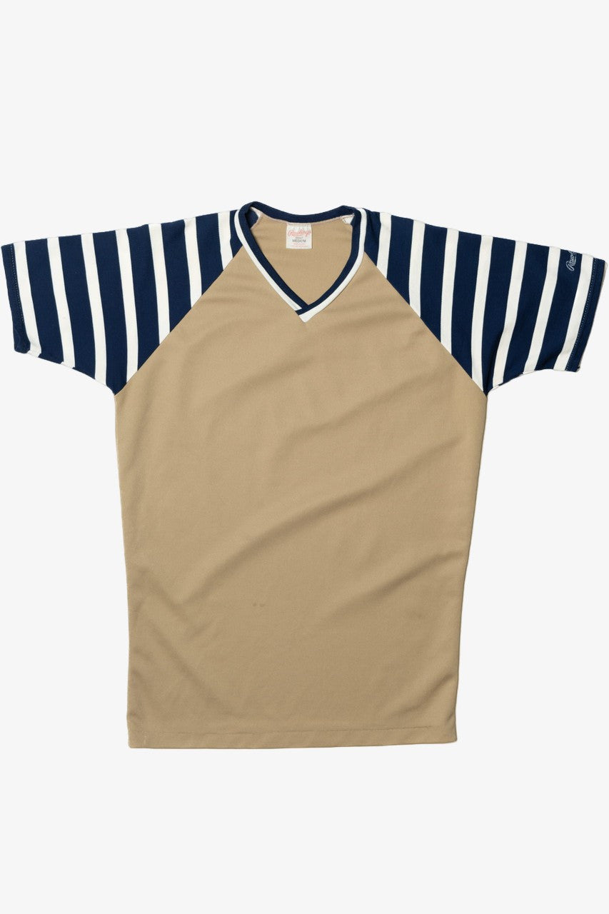Vintage Striped Sleeve Blank Rawlings Baseball Jersey