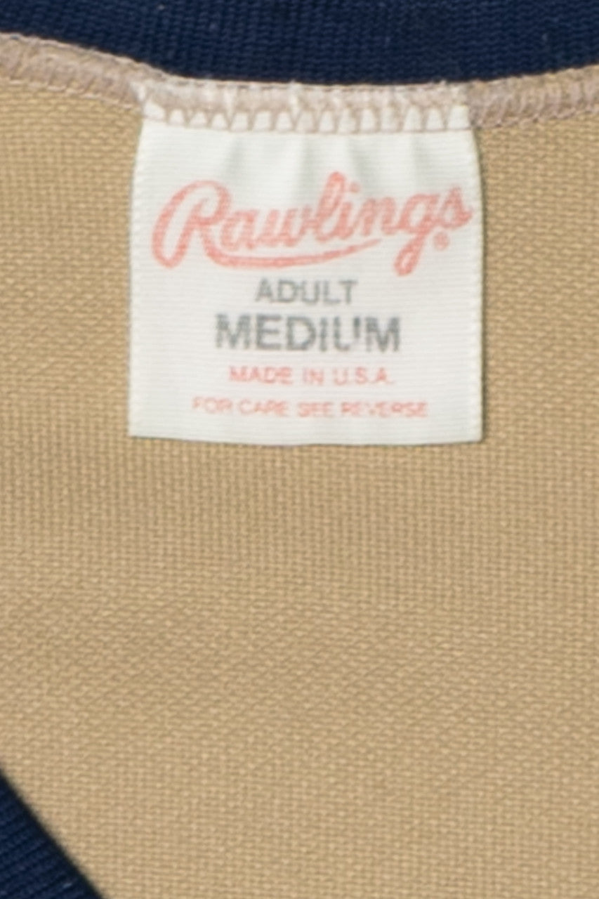 Vintage Striped Sleeve Blank Rawlings Baseball Jersey