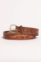 Soaring Eagles Etched Leather Belt